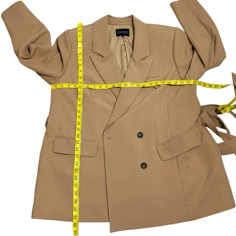 ELOQUII Women’s Size 18 Camel Tan Tie Front Minimalist Style Blazer